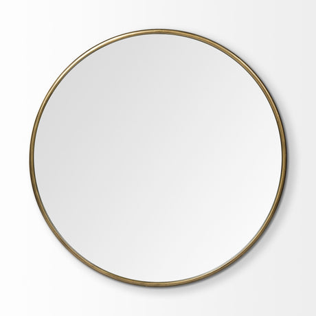 Piper 47.2L x 1.0W x 47.2H Large Gold Metal Round Wall Mirror from Mercana - Luna Furniture