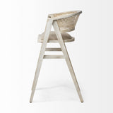 Tabitha 30.75" Seat Height Beige Fabric/Rattan Seat Blonde Wood Frame Bar Stool from Mercana - Luna Furniture