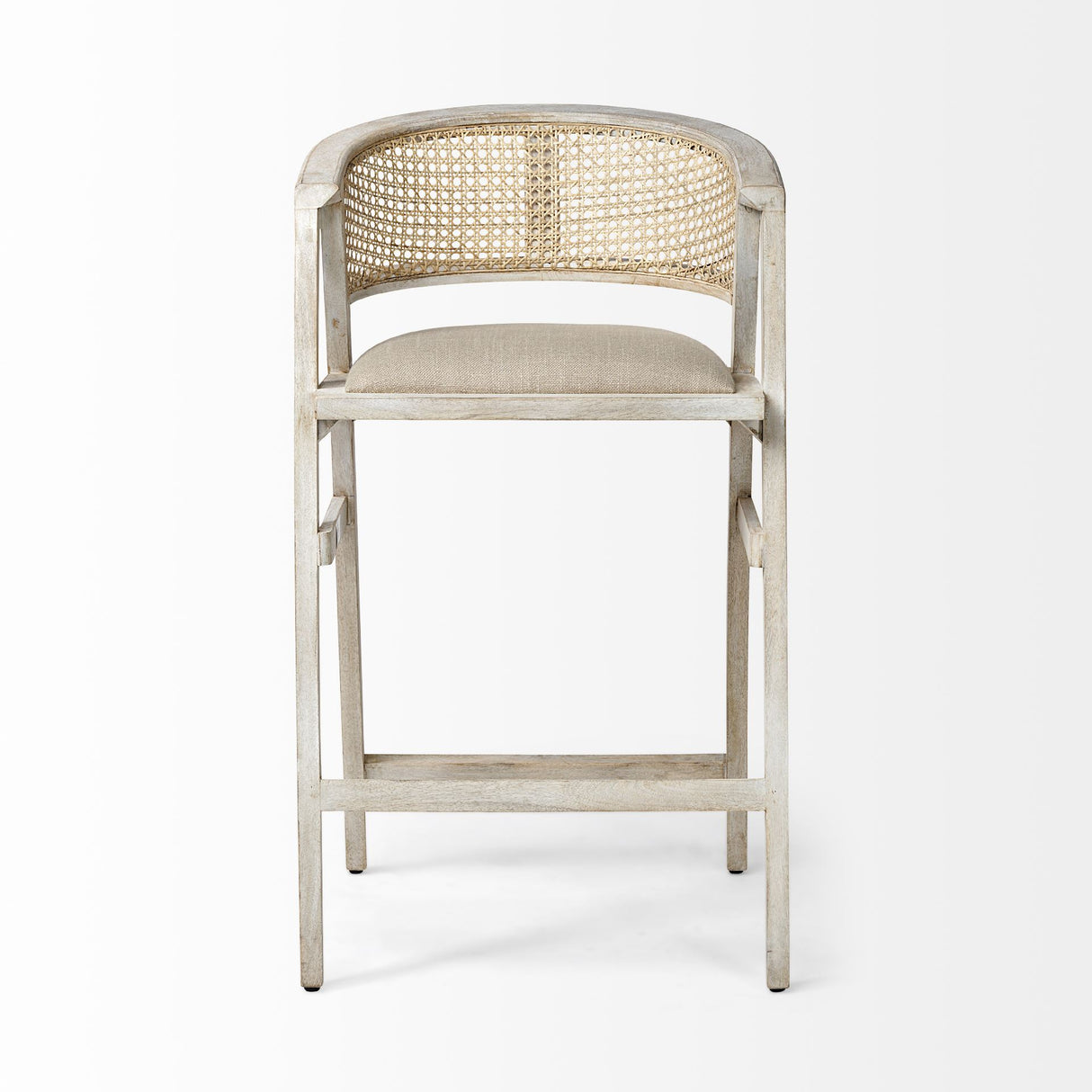 Tabitha 30.75" Seat Height Beige Fabric/Rattan Seat Blonde Wood Frame Bar Stool from Mercana - Luna Furniture
