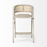 Tabitha 30.75" Seat Height Beige Fabric/Rattan Seat Blonde Wood Frame Bar Stool from Mercana - Luna Furniture