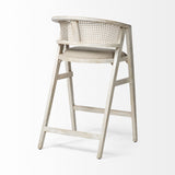 Tabitha 30.75" Seat Height Beige Fabric/Rattan Seat Blonde Wood Frame Bar Stool from Mercana - Luna Furniture