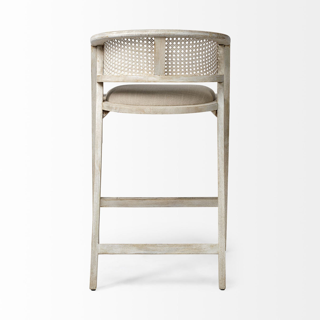 Tabitha 30.75" Seat Height Beige Fabric/Rattan Seat Blonde Wood Frame Bar Stool from Mercana - Luna Furniture