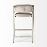 Tabitha 30.75" Seat Height Beige Fabric/Rattan Seat Blonde Wood Frame Bar Stool from Mercana - Luna Furniture
