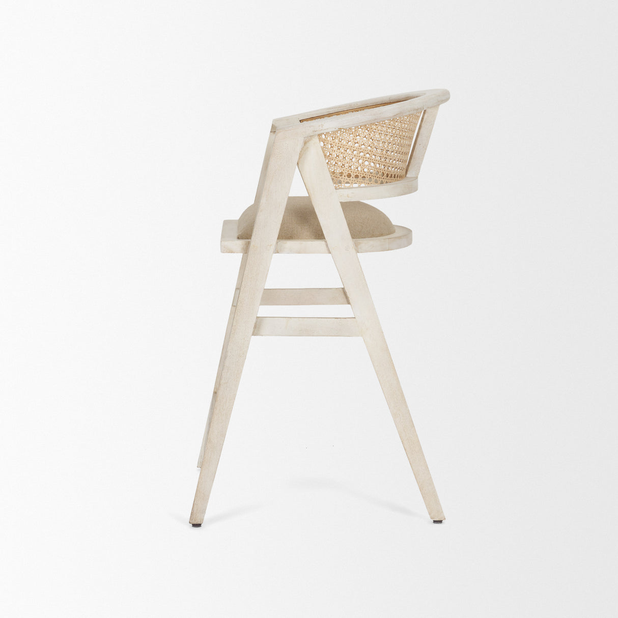 Tabitha 26.75" Seat Height Beige Fabric/Rattan Seat Blonde Wood Frame Counter Stool from Mercana - Luna Furniture