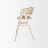 Tabitha 26.75" Seat Height Beige Fabric/Rattan Seat Blonde Wood Frame Counter Stool from Mercana - Luna Furniture