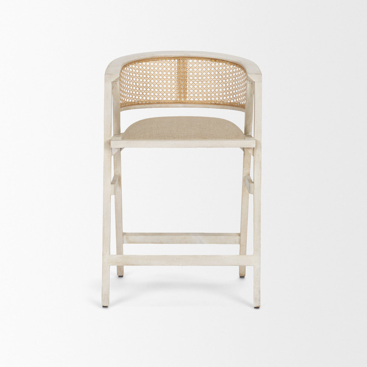 Tabitha 26.75" Seat Height Beige Fabric/Rattan Seat Blonde Wood Frame Counter Stool from Mercana - Luna Furniture