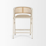 Tabitha 26.75" Seat Height Beige Fabric/Rattan Seat Blonde Wood Frame Counter Stool from Mercana - Luna Furniture
