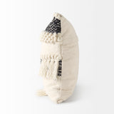 Beardell 18 x 18 Cream And Black Details With Tassels Decorative Pillow Cover from Mercana - Luna Furniture