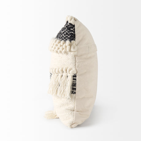 Beardell 18 x 18 Cream And Black Details With Tassels Decorative Pillow Cover from Mercana - Luna Furniture