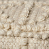 Leroy Square Cream Wool Pouf w/ Popcorn Detail from Mercana - Luna Furniture