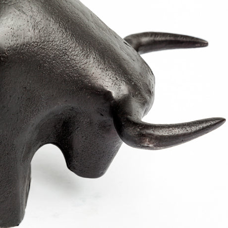 Tauro II 9L x 4W Black Cast Aluminum Raging Bull from Mercana - Luna Furniture