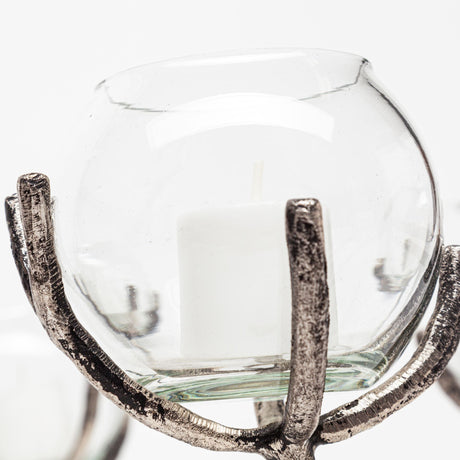 Vine I Distressed Silver Metal Creeper Five Candle Table Candle Holder from Mercana - Luna Furniture