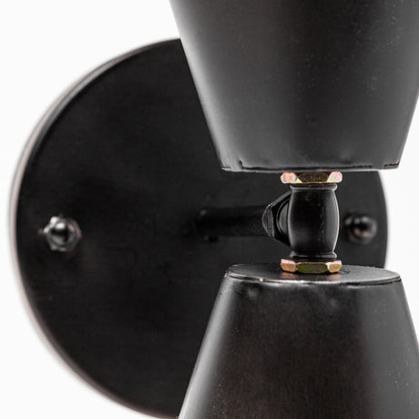Eris II 7.3x12.6 Black Metal w/Gold Accent Double-Cone Wall Sconce from Mercana - Luna Furniture