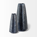 Bashir II Large Dark Navy Gloss Ceramic Vase from Mercana - Luna Furniture
