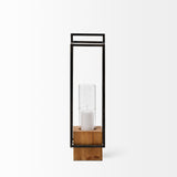 Orionis Large Wood w/ Black Metal Lantern Candle Holder from Mercana - Luna Furniture
