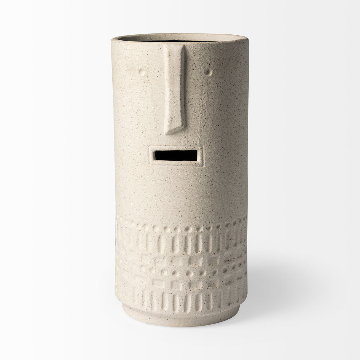 Jacob II Tall White Ceramic Smiling Face Vase from Mercana - Luna Furniture