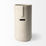 Jacob II Tall White Ceramic Smiling Face Vase from Mercana - Luna Furniture