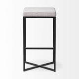 Frodo 29.75H Seat Height White Fabric Seat Black Metal Base Stool from Mercana - Luna Furniture