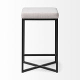 Frodo 26.4H Seat Height White Fabric Seat Black Metal Base Stool from Mercana - Luna Furniture