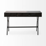 Vince 51L x 18W Black Metal W/Gold Accents 3 Drawer Office Desk from Mercana - Luna Furniture