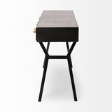 Vince 51L x 18W Black Metal W/Gold Accents 3 Drawer Office Desk from Mercana - Luna Furniture