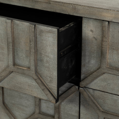 Genevieve II 70x15.8 Gray Fir Veneer W/Gold Metal Frame Base 9 Drawer Sideboard from Mercana - Luna Furniture