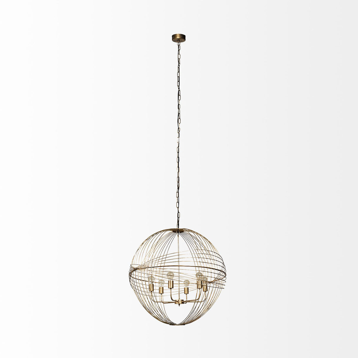 Chiron II 36L x 36W x 38H Gold Metal Globe Six Bulb Chandelier from Mercana - Luna Furniture