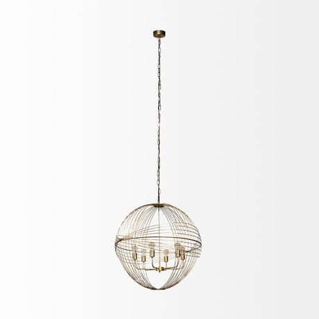 Chiron II 36L x 36W x 38H Gold Metal Globe Six Bulb Chandelier from Mercana - Luna Furniture