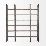 Taunton II 80L x 10.5W x 90H Dark Brown Wood And Black Iron Six Shelving Unit from Mercana - Luna Furniture