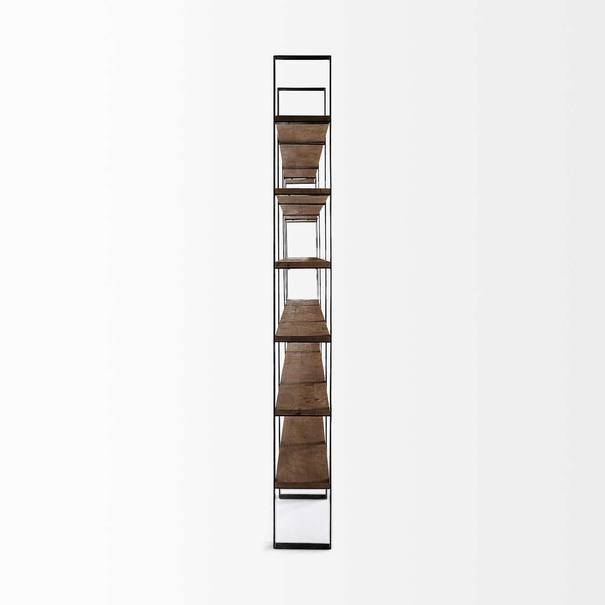 Taunton II 80L x 10.5W x 90H Dark Brown Wood And Black Iron Six Shelving Unit from Mercana - Luna Furniture