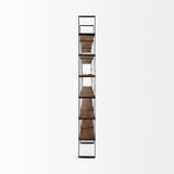 Taunton II 80L x 10.5W x 90H Dark Brown Wood And Black Iron Six Shelving Unit from Mercana - Luna Furniture