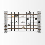 Taunton II 80L x 10.5W x 90H Dark Brown Wood And Black Iron Six Shelving Unit from Mercana - Luna Furniture