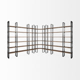 Turner II 37L x 10.5W x 90H Curved Dark Brown Wood And Black Iron Six Shelving Unit from Mercana - Luna Furniture