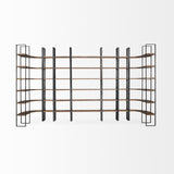 Turner II 37L x 10.5W x 90H Curved Dark Brown Wood And Black Iron Six Shelving Unit from Mercana - Luna Furniture