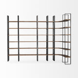 Taunton II 80L x 10.5W x 90H Dark Brown Wood And Black Iron Six Shelving Unit from Mercana - Luna Furniture