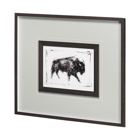 Dynamic Bison I by Ethan Harper a Hand Embellished Textured Framed Art Print Matted under Glass from Mercana - Luna Furniture