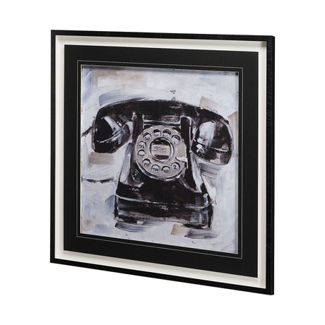 Retro Phone I by Ethan Harper a Hand Embellished Textured Framed Art Print Matted under Glass from Mercana - Luna Furniture