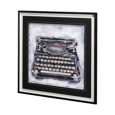 Vintage Typewriter I by Ethan Harper a Hand Embellished Textured Framed Art Print Matted under Glass from Mercana - Luna Furniture