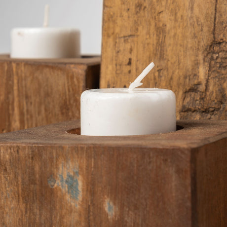 Cassius Light Brown Nine Wood Block Table Candle Holder from Mercana - Luna Furniture
