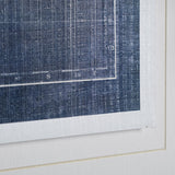 Blueprint World Map by Sue Schlabach a Hand Embellished Textured Framed Art Print Matted under Glass from Mercana - Luna Furniture