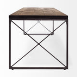 Trestman III 66L x 18W Brown Wood Top W/Black Iron Base Accent Bench from Mercana - Luna Furniture