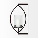 Drax 22"H Black Metal Wall Candle Holder from Mercana - Luna Furniture