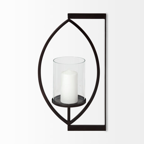 Drax 22"H Black Metal Wall Candle Holder from Mercana - Luna Furniture