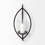 Drax 22"H Black Metal Wall Candle Holder from Mercana - Luna Furniture