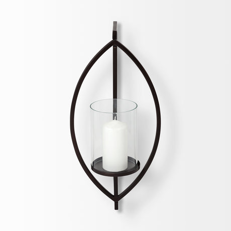 Drax 22"H Black Metal Wall Candle Holder from Mercana - Luna Furniture