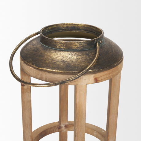 Andy I Large Natural Wood Cylindrical Lantern from Mercana - Luna Furniture