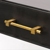 Vince 51L x 18W Black Metal W/Gold Accents 3 Drawer Office Desk from Mercana - Luna Furniture