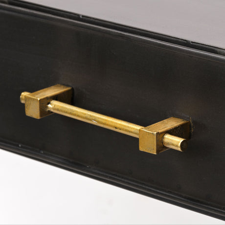 Vince 51L x 18W Black Metal W/Gold Accents 3 Drawer Office Desk from Mercana - Luna Furniture