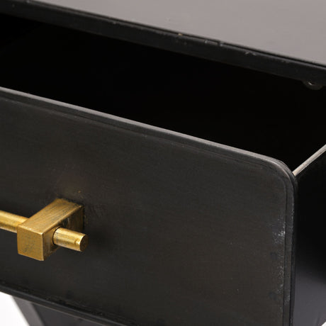 Vince 51L x 18W Black Metal W/Gold Accents 3 Drawer Office Desk from Mercana - Luna Furniture