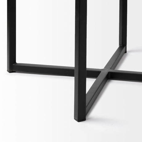 Frodo 29.75H Seat Height White Fabric Seat Black Metal Base Stool from Mercana - Luna Furniture